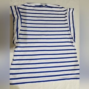Free Assembly Blue White Stripe Cotton Top Size M Nautical Short Sleeve Tee